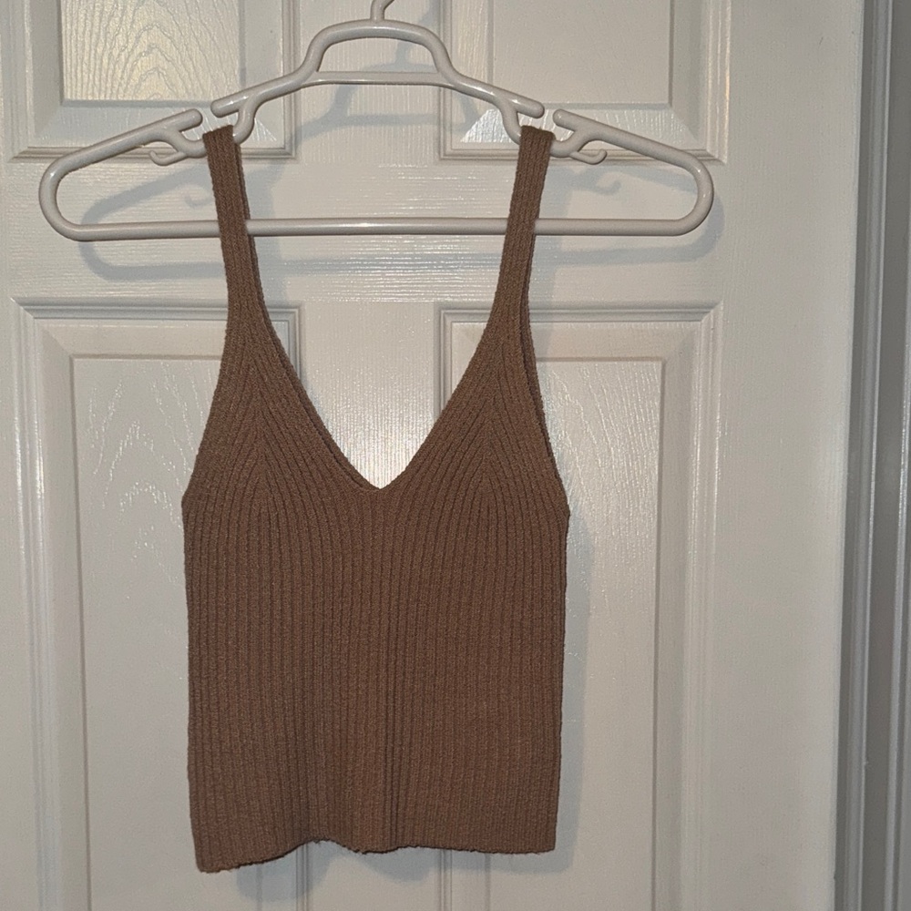 Brown Knit Women's cropped Tank Top